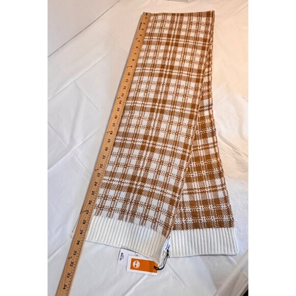 Timberland Buffalo Plaid Knit Scarf Tan & Off White 10" x 60" Unisex Classic - Picture 7 of 9